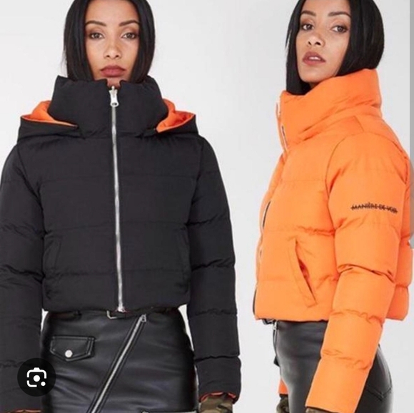 Maniere De Voir Reversible Monochrome Puffer Jacket - Picture 1 of 14